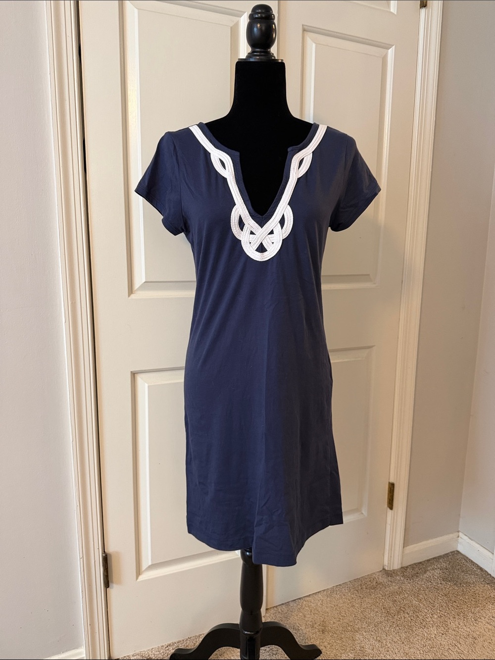Lily Pulitzer Brewster Navy Dress with Cream Rope Detail